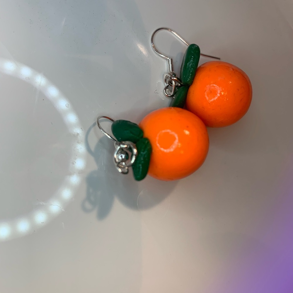 Orange Fruit Earrings- - Picture 2 of 2